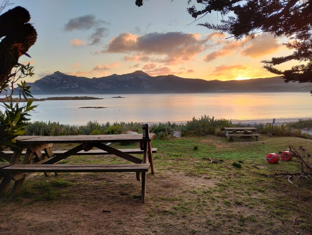 Killiecrankie Picnic Area with Oakridge Holiday House, Flinders Island, Tasmania.